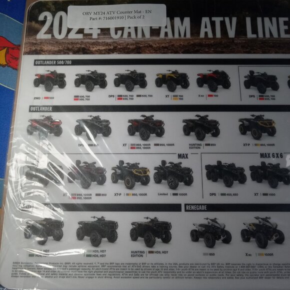 2 x Can-Am ATV Lineup 2024 Counter Mats Table Place Mat Office Tray Man Cave - Picture 3 of 3